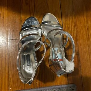 INC International Concepts Metallic Strappy Sandals 3 inches high final sale